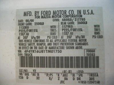 Used Front Right Door Window Regulator Front fits: 2001 Mazda B-3000 manual Fron - Image 1 of 4