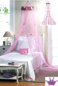 PINK "CROWN" PRINCESS ROYALTY BED CANOPY W/ PINK CROWN HANGING FROM NET * NIB - Picture 1 of 12