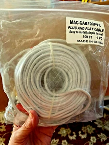 Mace BNC M/M 100" CCTV Audio Camera Cable 2.1 Siamese (White) MAC-CAB100PVA - Picture 1 of 2