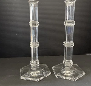Pair Tiffany & Co Windham Crystall Glass Candle Holders Tall 11” - Picture 1 of 8