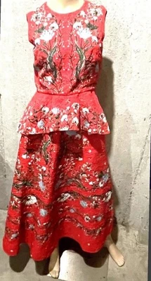 Erdem Tiana Queenie красный цветочный Midi платье юбка + верхний комплект это 38 40 США 2 4 Великобритании 6 8 - Изображение 1 из 4