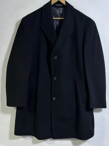 Ralph Lauren Wool Cashmere Italy Overcoat L Black Lined 41” Long Classic Preppy - Picture 1 of 13