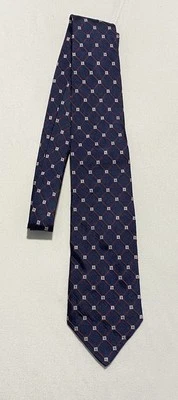 Corbata de hombre BATTISTONI azul geométrico de lujo. Hecho en Italia. Ec Foto 1 de 4