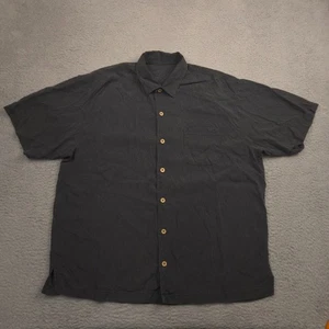 Tommy Bahama Mens XL Black Mini Check Short Sleeve Button Front Shirt Tencel - Picture 1 of 12