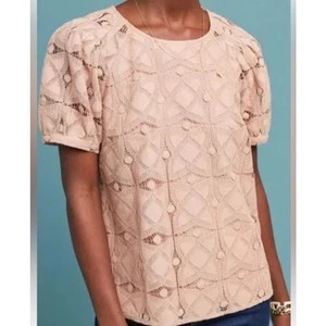 Camicia Anthropologie Maeve Sylvia in pizzo piccola rosa top - Foto 1 di 9