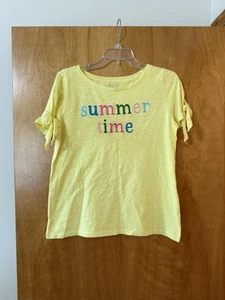 Talbots Summer Time Crewneck T-Shirt Tee Embroidered Tie Cuff Sleeve PM Medium - Picture 1 of 10
