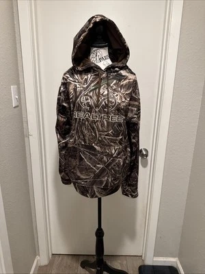 MENS REALTREE XL HOODED CAMO All Over Print SWEATSHIRT Drawstring Hunting - Image 1 of 4