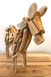 Large Driftwood Standing Horse Statue Sculpture Long Tail Homeview Design Tag - Picture 1 of 9