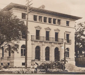 Fernandina Beach, Florida, Nueva Oficina de Correos y Palacio de Justicia 1912 RARO RPPC - Imagen 1 de 5