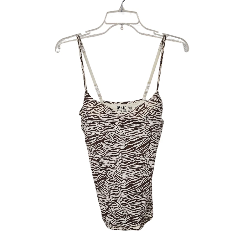 Camiseta sin mangas Y2K One Step Up Cami años 90 talla L sujetador acolchado incorporado estampado animal neutro Foto 1 de 4