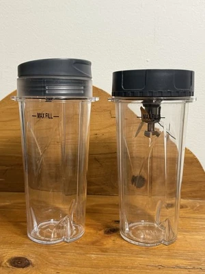 2 Ninja Blender Single Serve Cups BL780 BL770 BL660 BL663 BL740: 1 Blade 1 Lid - Image 1 of 4