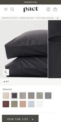 Pact 100% Organic  King Size Cotton Room Service Pillowcase 2-Pack (Two Cases) - Image 1 of 4