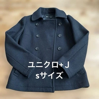 Uniqlo +J Wool Melton Peacoat Black Used 80% Wool 20% Nylon Size S - Image 1 of 4