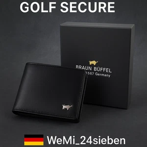 Braun Büffel Geldbörse Golf Secure Leder Schwarz RFID Portemonnaie Herren - Bild 1 von 8