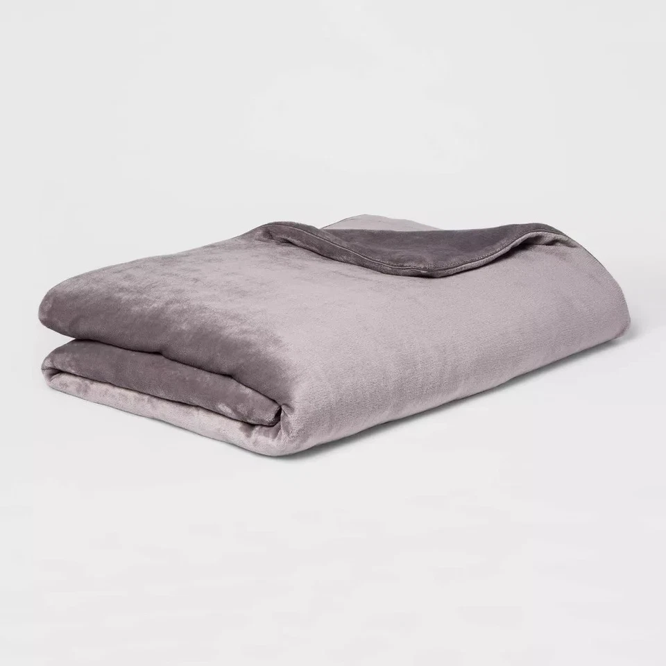 55 X 80 15lbs Micro Plush Weighted Blanket With Removable Cover Gray - Threshold