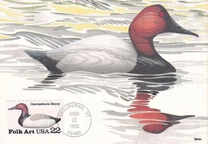 USA 1985 FOUR FIRST DAY COVERS ON MAXI CARDS, DUCK DECOYS - Picture 1 of 8