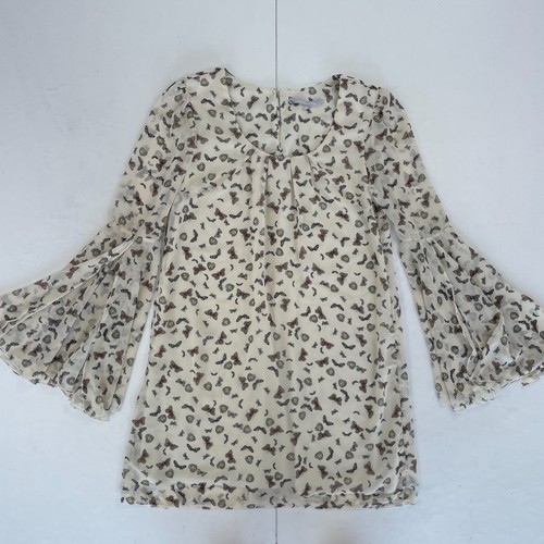 OFF WHITE Abito aringa rossa 14 crema manica bianca svasata collo rotondo farfalla