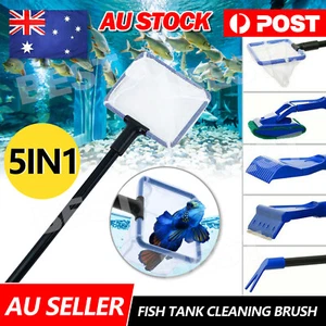 Fish Tank Gravel 5in1 Water Aquarium Cleaning Tool Vacuum Glass Cleaner Brush - Picture 1 of 8