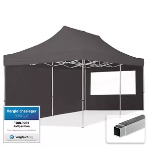 3x6 PES PopUp Gazebo Aluminium 32 mm, Sidewalls with Panorama Windows, dark grey - Picture 1 of 9