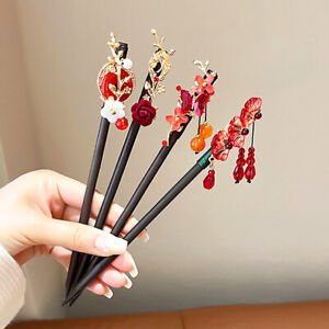 Womens Flower Wooden Chopsticks Hair Hairpin Hair Stick Chinese Style Retro