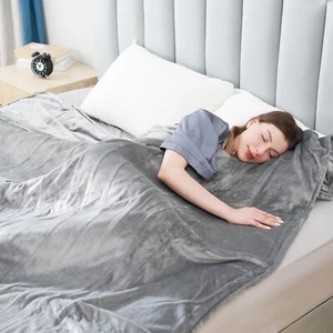 Electric Blanket 50"x60" Heated Throw Soft Cozy 6 Heating Levels Light Gray - Picture 1 of 7