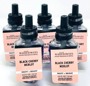 5 BATH & BODY WORKS BLACK CHERRY MERLOT WALLFLOWER HOME FRAGRANCE REFILLS NEW - Picture 1 of 2
