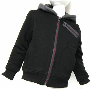 Boys HOODED JACKET Fleece Lined Zipped BC CLOTHING Black Grey Hoodie 5-10 Years - Picture 1 of 6