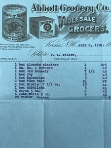 Cabezal de carros Keene New Hampshire 1907 Abbot Grocery Co marca mastín - Imagen 1 de 6