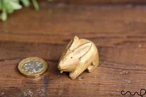 Hand Crafted Little Wooden Golden Rabbit Crafts Home Decor Farm Animal Handmade - Picture 1 of 5