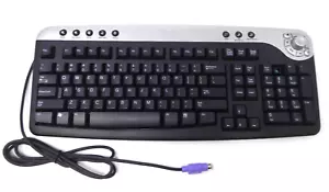Dell RT7D30 PS2 Enhanced Multimedia Keyboard Black & Silver Tested Light Clean - Picture 1 of 6