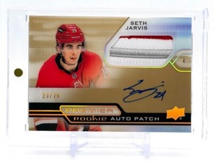 2021-22 UD Premier Seth Jarvis Horizontal Acetate Rookie Auto Patch Gold /25