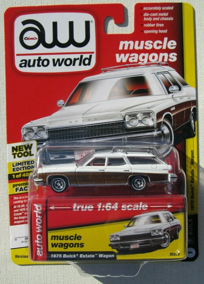 2 - Auto World Muscle Wagons 1975 Buick Estate Wagon White & Beige 1 of 4 800