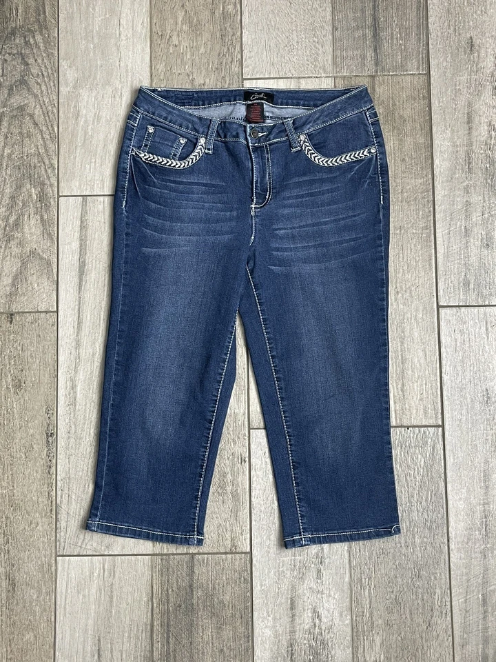 Pantalones de mezclilla Earl Crop elásticos para mujer talla 10 tiro medio azul 30X19 envío rápido Foto 1 de 4