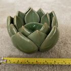 Arhaus Ceramic Green Lotus Flower Pillar Candle/plantHolder 6 1/2 x 6 1/2 Inches