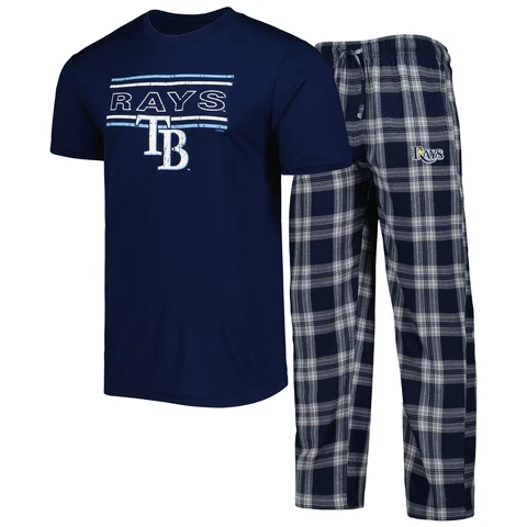 Men's Concepts Sport Navy/Gray Tampa Bay Rays Badge T-Shirt & Pants Sleep Set Cover