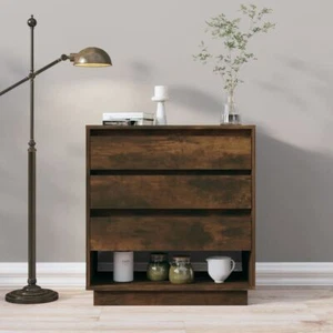 3-Drawer Sideboard Unit Chipboard Chest Cabinet Organizer Furniture Smoked Oak - Picture 1 of 9