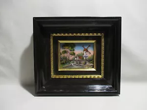 OLD FRAME ENAMELS GRAFFITI LIMOGES MILL LANDSCAPE ENAMELS ALTE EMAIL - Picture 1 of 7