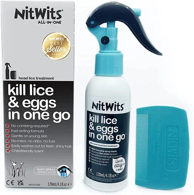 NitWits All-In-One Head Lice Treatment Spray 120ml With Comb - Image 1 of 4