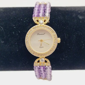 Lucoral Geniune Quartz Watch Multistrand Violet Band CZ Crystal Accents - Picture 1 of 8