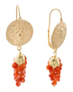 TAGLIAMONTE 14kt Gold Plated Coral Cluster Earrings Made In Italy - Picture 1 of 5
