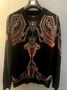 RARE EXTRA LARGE ZARA MAN METALIC PRINT ZIP FASTENING CARDIGAN - Picture 1 of 5