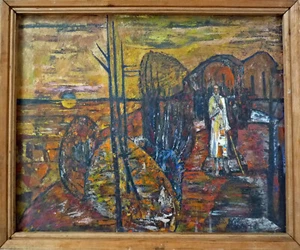 TOLLES Expressionist altes Gemälde Portrait kyrillisch signiert/bez. ? wie Gogh - Bild 1 von 7