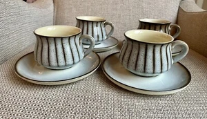 Seltene Vintage Denby Studio grau gestreift Tassen & Untertassen 4er Set - Bild 1 von 8