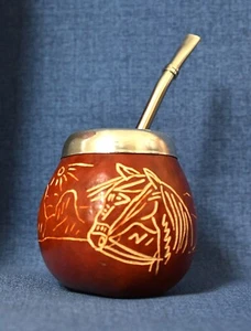 Yerba Mate Natural Gourd, Horse & Sun Mate - Picture 1 of 2