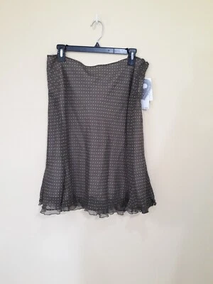 Falda Midi Nine West 100% Seda Marrón Rosa Lunares Línea A Talla 12 Nueva con Etiquetas Foto 1 de 4