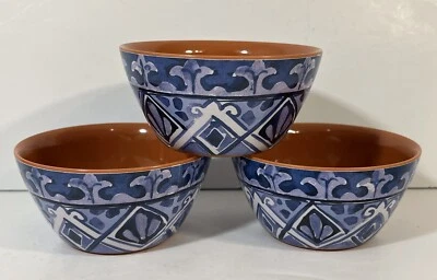 Tommy Bahama Melamina Salsa Tidbit Cuencos Español Azul Terracota Juego de 3 Foto 1 de 4