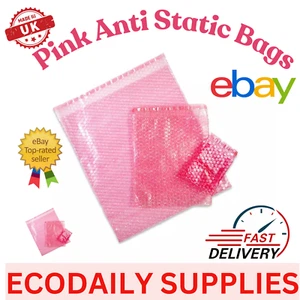 Bubble Wrap Bags Pouches Pink Anti Static Envelopes *FULL RANGE* - Picture 1 of 8