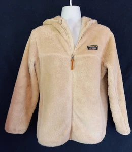 LL BEAN BEIGE PLUSH SHERPA FULL ZIP HOODIE GIRLS LARGE 14-16 EXCELLENT - Picture 1 of 3