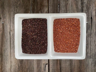 HIGHLAND ORGANICS Combo of Black Organic Quinoa and Red Organic quinoa. (18 lbs, 2-9 lb bags each)
