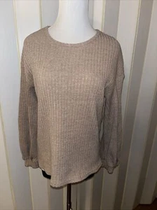 Women's Striped Chenille Sweater Beige Size M - Picture 1 of 7
